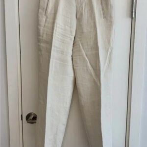Facade Pattern Linen Cream Pants; size xs